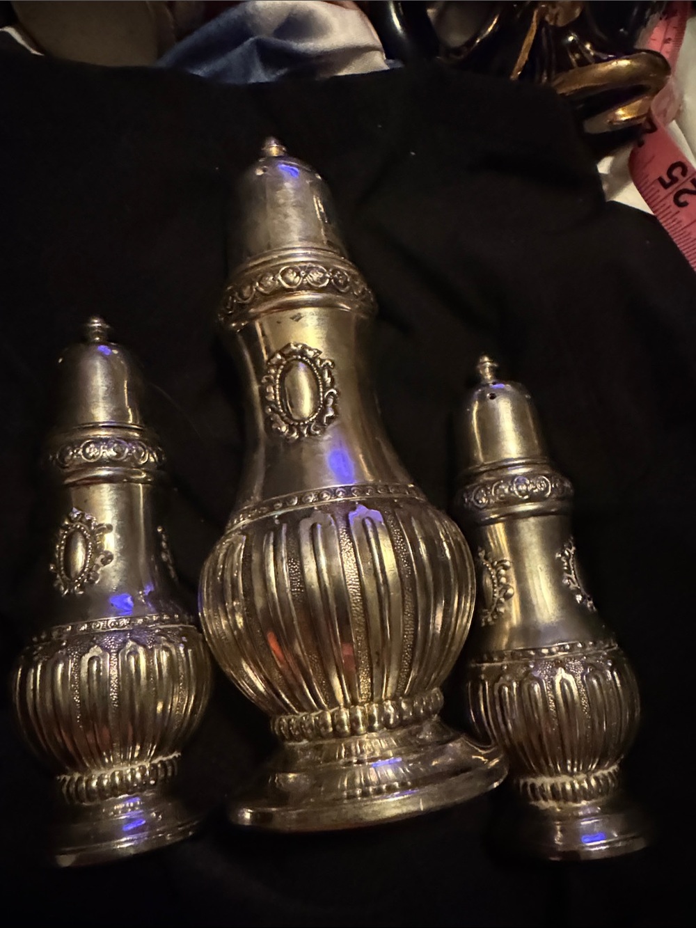 Ornate Silver Decorative Salt and Pepper Shaker Set - Silver